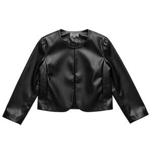 Guillaume Faux Leather Cropped Jacket Black Minimalist Chic Tailored 1X